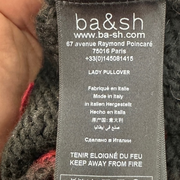 Ba&sh Leo Jacquard Knit Wool Alpaca Mohair Blend Black Red Leopard Sweater S - Picture 14 of 15